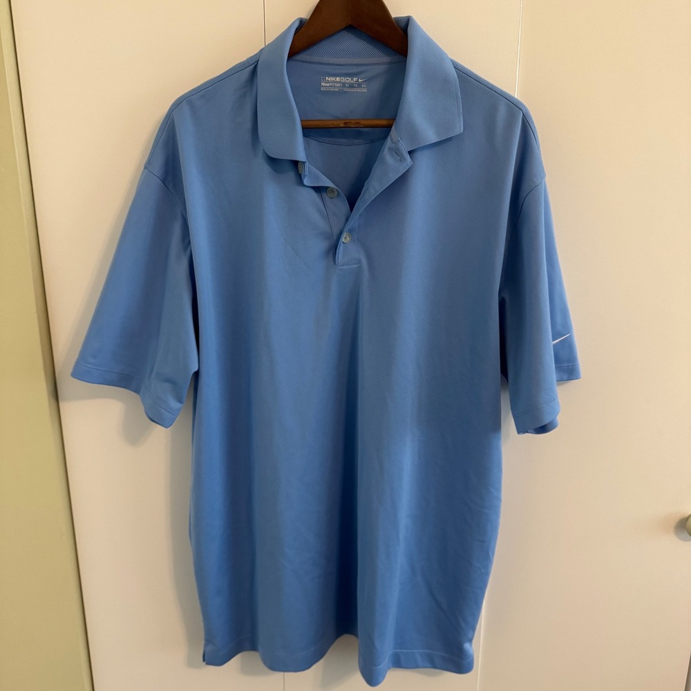 Nike Golf Fit Dry Polo Shirt Mens XL Light Blue Short Sleeve Performance Top